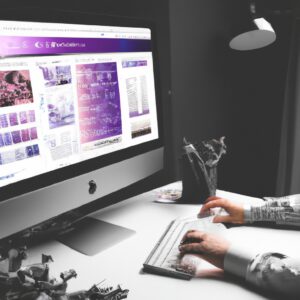 a realistic photografy of a webdesiger editing a website in front of the computer