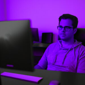 a programmer man in front of a computer